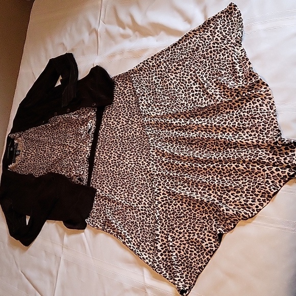 Josephine Chaus 3‎ Piece Animal Print Skirt Tank Sweater Brown Womens Sz S/M - Picture 1 of 12